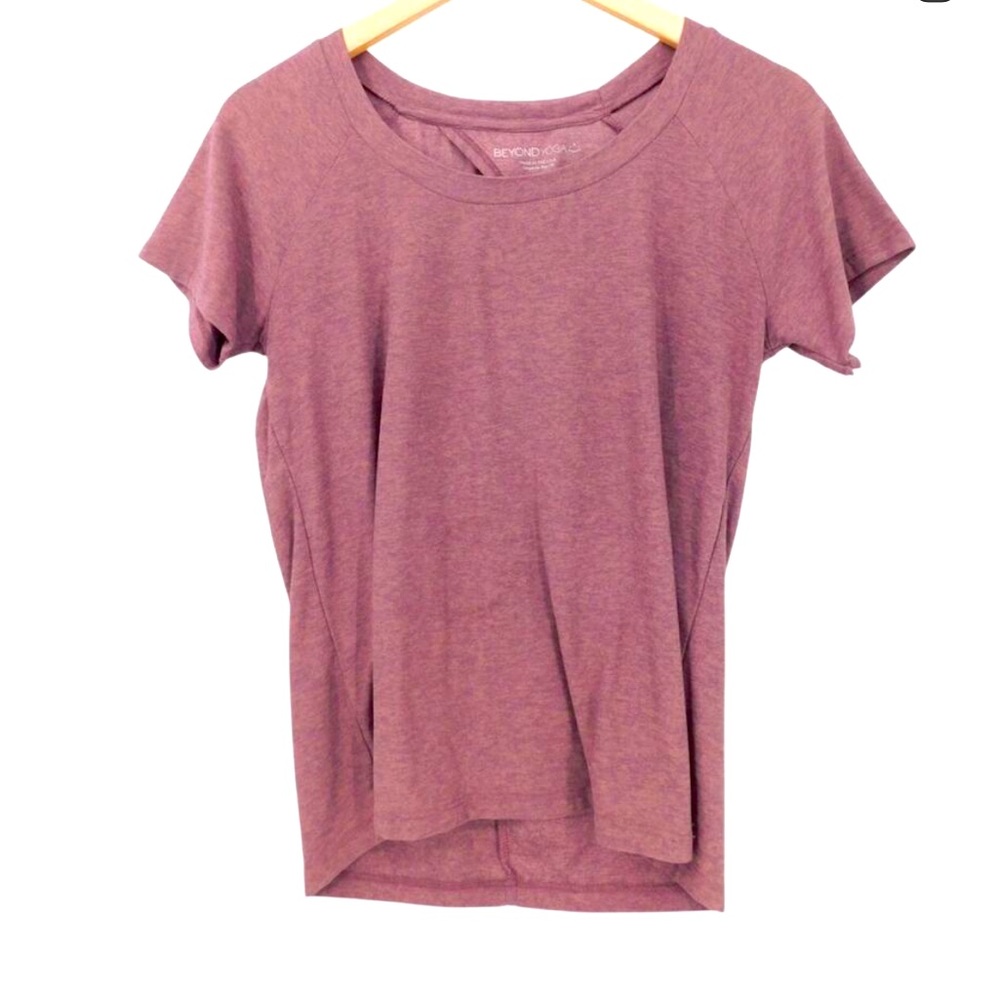 Beyond Yoga Pink Short Sleeve Keyhole Back Tee Space Dye Size XS Activewear